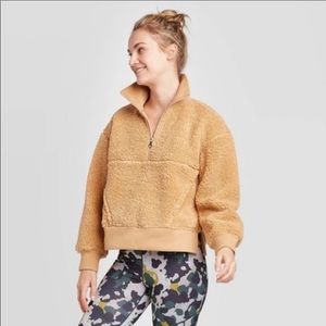 Joy Lab Sherpa/teddy Half zip pullover-cappuccino